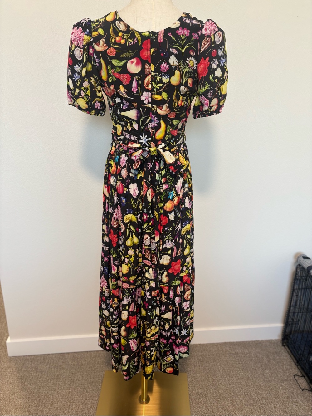 Samantha Pleet Black Maxi Dress with Bright Floral & Fruit Print - Picture 2 of 6